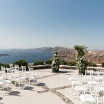 wedding ceremony at wedding venue in Santorini venetsanos winery