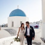 bride and groom Santorini wedding venue venetsanos winery