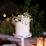 naked wedding cake at wedding venue in Santorini venetsanos winery