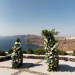 floral arch alternative at wedding venue in Santorini venetsanos winery