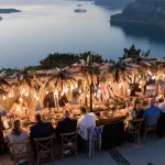 pampas grass boho wedding at wedding venue in Santorini venetsanos winery