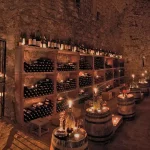 wine cellar at chateau wedding venue in france chateau de vallery