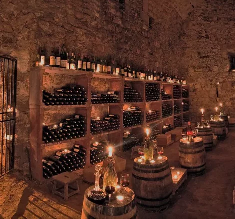 wine cellar at chateau wedding venue in france chateau de vallery