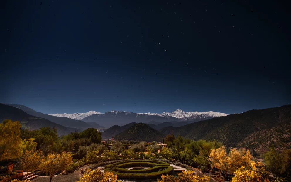 snowy mountain peaks and atlas mountains unique wedding venue in morocco kasbah bab ourika