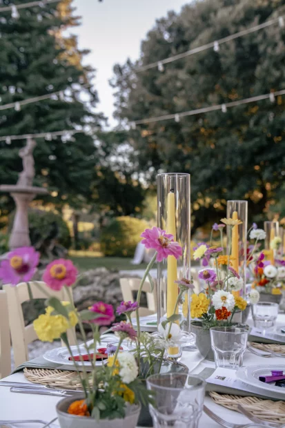 wedding table at wedding venue in tuscany villa lena