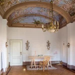 art studio with ornate ceiling at wedding venue in tuscany villa lena