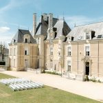 chateau de jalesnes exterior and chairs on the front lawn for a wedding outdoors