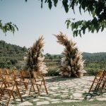 Pampas Grass Ceremony Aisle Backdrop at Vineyard Wedding Venue in Barcelona Masia Cabellut