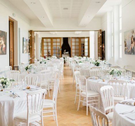 Dining ball room at french chateau wedding venue in the loire valley chateau de jalesnes