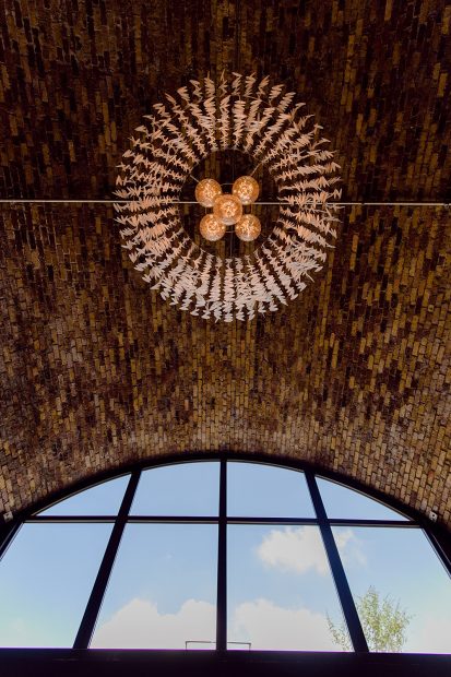 ceiling view of arched window at 100 Barrington wedding venue in London