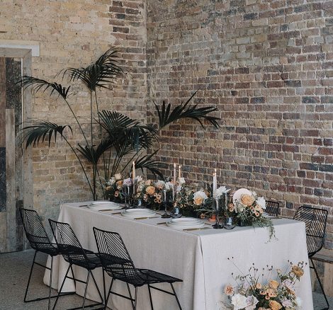 intimate wedding table setting at blank canvas wedding venue in London 100 Barrington