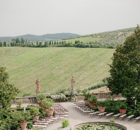 View of garden at wedding venue Villa Corsini, Italy