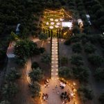 Drone shot of wedding venue Cambo's Estate, Greece