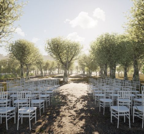 Chairs and aisle at wedding venue Cambo's Estate, Crete
