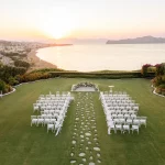 Drone shot of wedding venue Sea View by En Kipo, Crete
