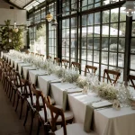 Table setting at wedding venue Relais Roncolo 1888, Italy