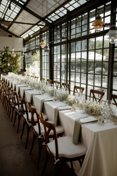 Table setting at wedding venue Relais Roncolo 1888, Italy