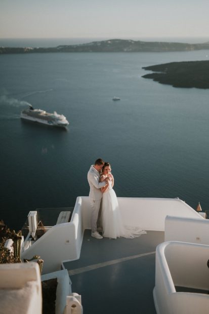 Married couple at wedding venue Cocoon Suites, Santorini