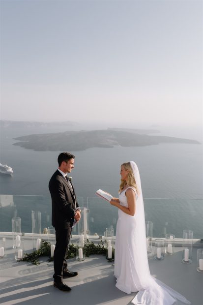 Married couple at wedding venue Cocoon Suites, Santorini
