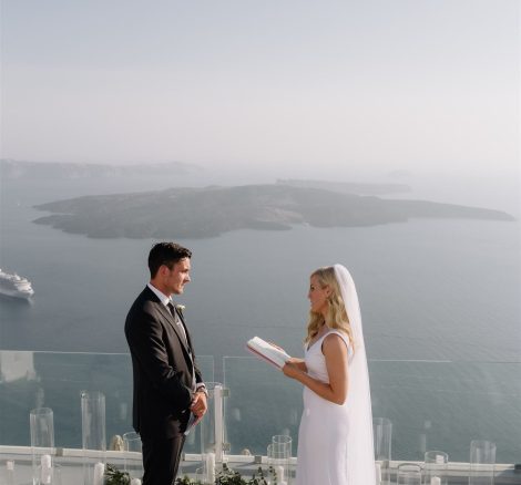 Married couple at wedding venue Cocoon Suites, Santorini