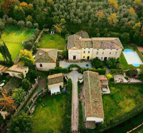 Aerial view of wedding venue Villa Michaela