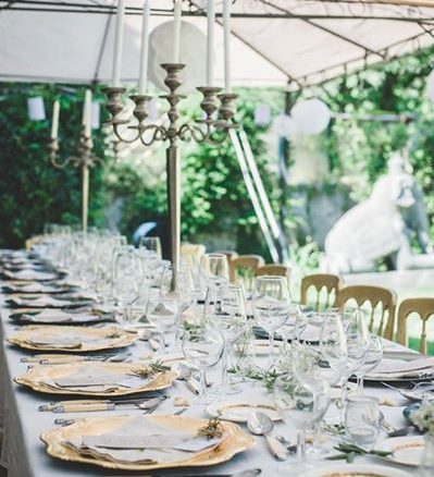 Table setting at wedding venue Villa Michaela