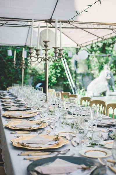 Table setting at wedding venue Villa Michaela