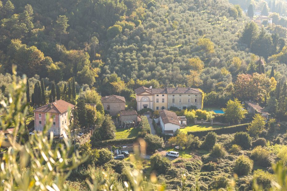 Aerial view of wedding venue Villa Michaela