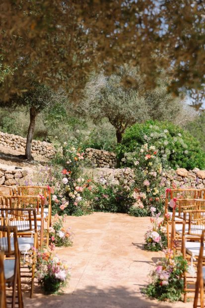 Wedding aisle at wedding venue Can Frare, Ibiza, Spain