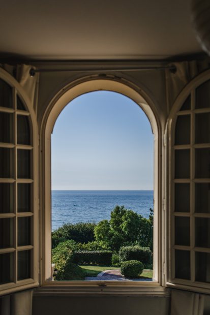 View from window at wedding venue Abbaye Deauville, France