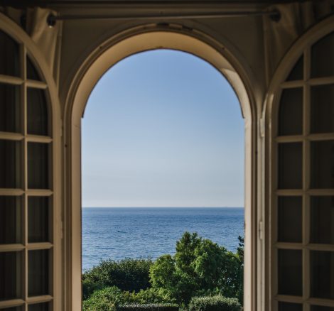View from window at wedding venue Abbaye Deauville, France