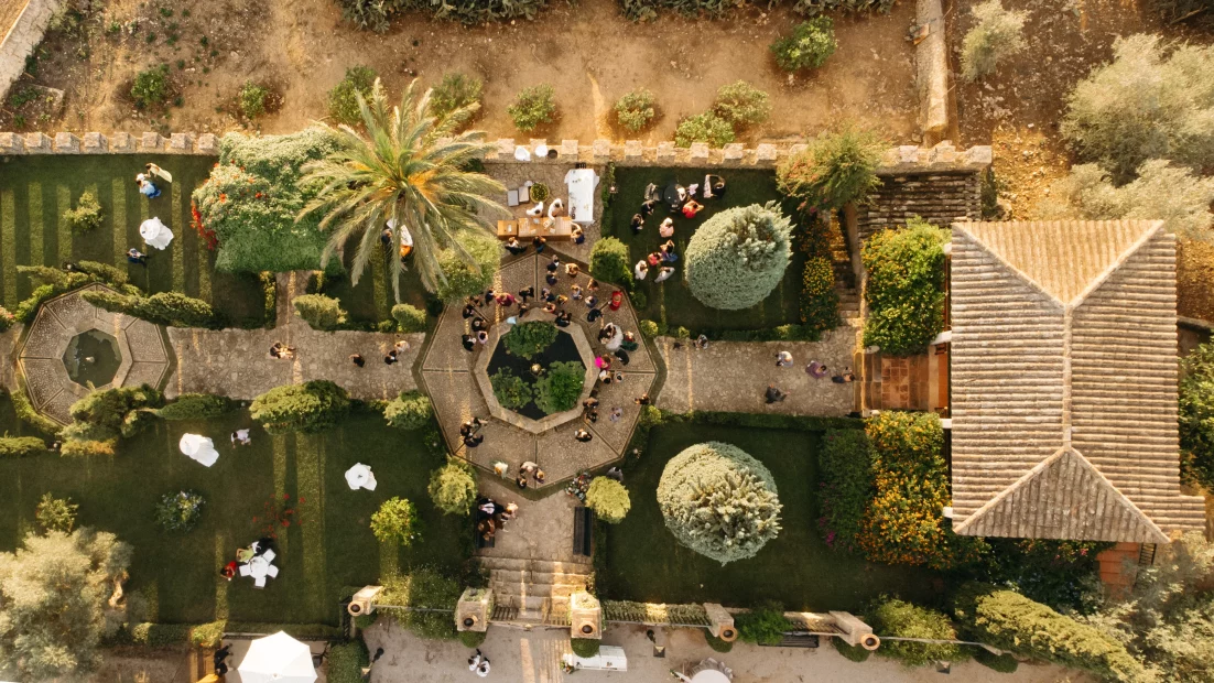 Drone shot of wedding venue Finca Son Collell