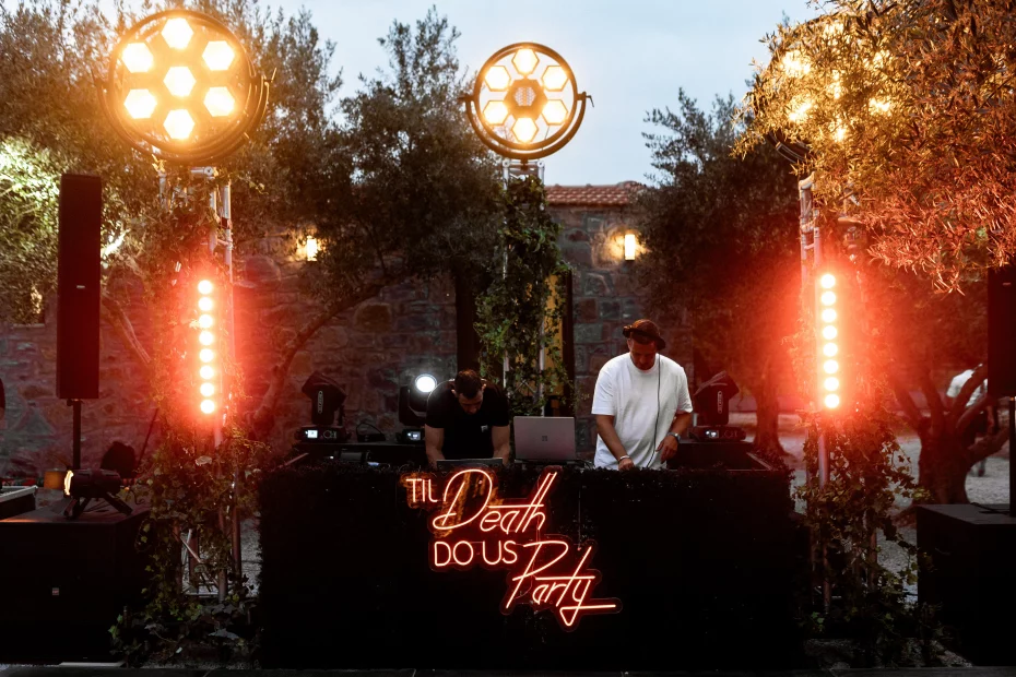 Image of DJ booth at wedding venue Arbora Olea Luxury Resorts, Greece