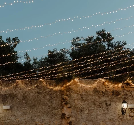 Lights at wedding venue Metohi Istoria, Crete