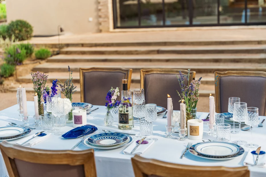 Table layout at wedding venue Domaine Tropez,Provence