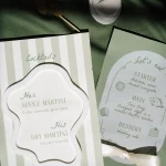 Green Striped Wedding Stationary at Chateau de Pont Bourguet