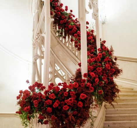 Chateau Challain Wedding Venue In France, Floral Staircase