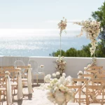 Image of aisle with view of sea at wedding venue Elixir Ibiza