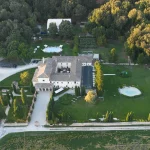 Drone shot of wedding venue San Pietro sopra le Acque, Italy