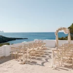 Image of aisle with view of sea at wedding venue Elixir Ibiza
