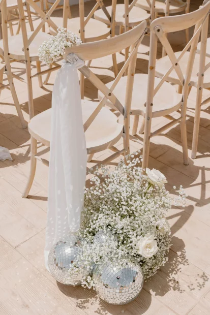 Image of aisle decoration at wedding venue Elixir Ibiza