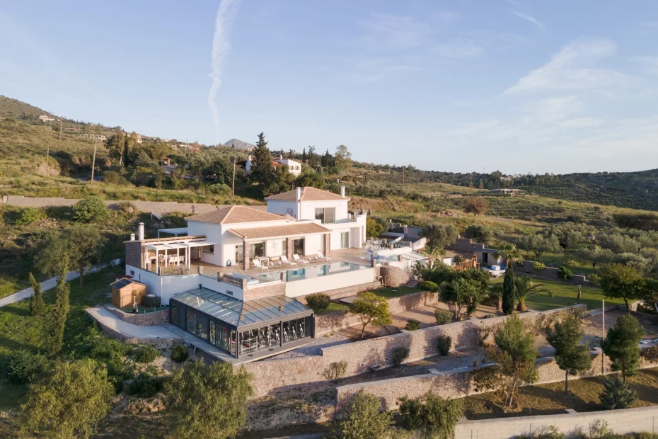 Drone image of wedding venue Villa Aphea, Greece