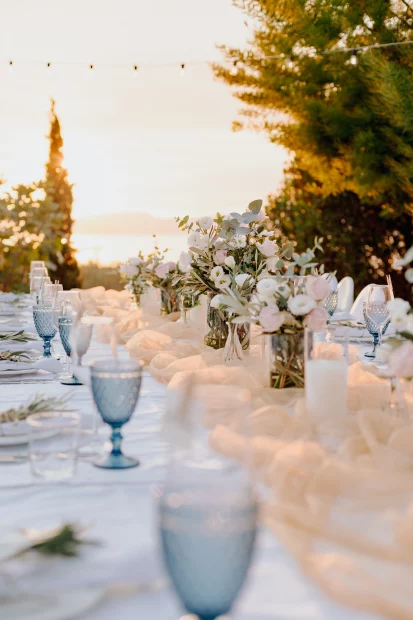 Image of tables at wedding venue Villa Aphea, Greece