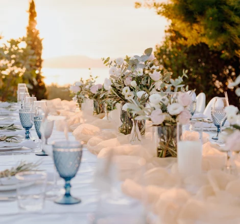 Image of tables at wedding venue Villa Aphea, Greece