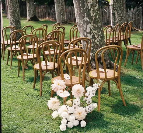Image of chairs down aisle at wedding venue Domaine Du Rodier