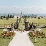 Ceremony in the gardens of Villa Galicia Deciani Wedding Venue In Italy