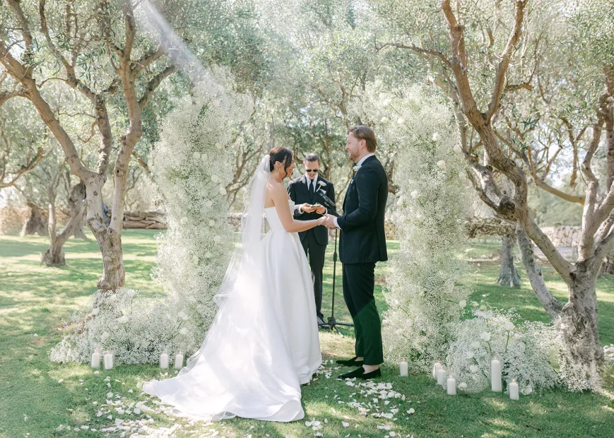 Wedding ceremony at wedding venue Masseria Alchimia in Puglia Italy