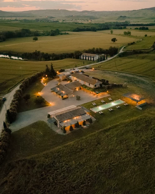 Drone shot of wedding venue Locanda in Tuscany