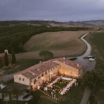 Drone shot of wedding venue Vitaleta