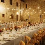 Image of table set up at wedding venue Vitaleta, Italy